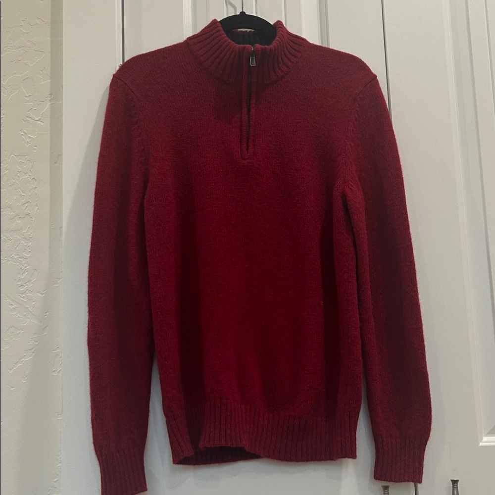 LL BEAN - Men's Burgundy 1/4 Zip Sweater
